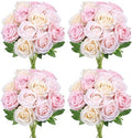 48 PCS Champagne & Pale & Light Pink Roses Artificial Flowers by DIYDOFUN