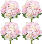 48 PCS Champagne & Pale & Light Pink Roses Artificial Flowers by DIYDOFUN