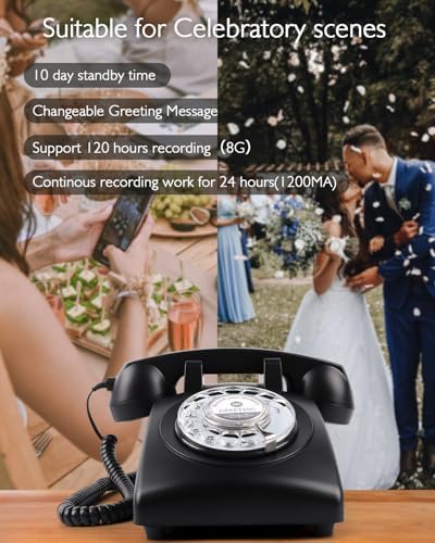 Audio Guest Book Wedding Phone, Retro Audio Guestbook (Black) - Image 5