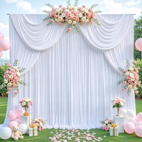 40ft x 12ft White Backdrop Curtains Wrinkle Free Backdrop Curtain for Wedding Parties White Fabric Backdrops Drapes Back Drop Cloth Bridal Shower Stage Curtains Wedding Decorations for Reception - Image 4