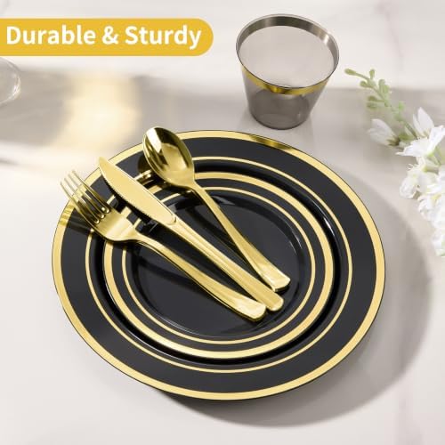 Goodluck 600 Pieces Black Plates for 100 Guests - Image 5