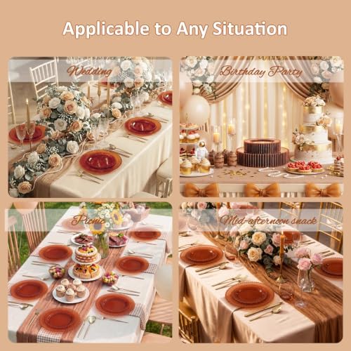 U-QE 60PCS Clear Brown Plastic Plates, Beaded Plates Disposable Heavy Duty - Image 7