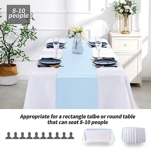 SiinvdaBZX 24 Pcs Light Blue Satin Table Runner 12 x 108 inches Long - Image 3