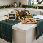 6 Pcs 72 x 13'' Christmas Table Runner, Green and Blue - Image 6