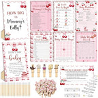 Funnymoom 426 Pcs Cherry Baby Shower Games for Girl, 8 Activity Pack by Funnymoom