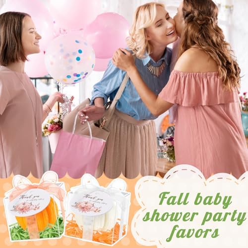 24 Sets Pumpkin Candles Baby Shower Favors Bulk, Orange,White, Pumpkin - Image 5