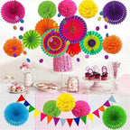 Hanging Paper Fans 2set Paper Fan Flower Bunting Flag Hanging Decor for Baby Shower Birthday Wedding Christmas Party Decoration for Weddings Birthdays(Yellow) - Image 4