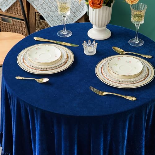 GLORY SEASON Velvet Tablecloth Luxurious Solid Round Table Cloth,Oblong Retro Farmhouse Ruffle Tablecloths Washable Table Cover for Party Wedding Baby Shower Kitchen Dinning Tabletop Decoration - Image 7