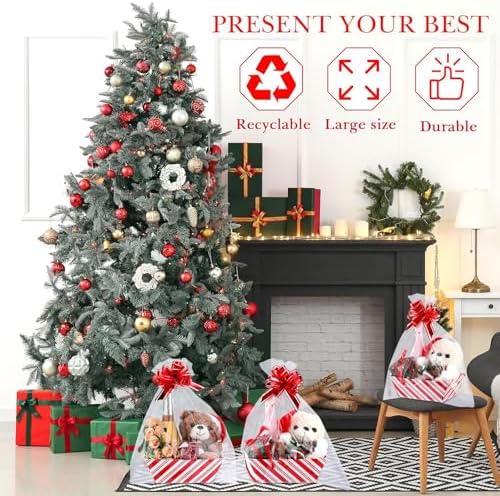 Thenshop 44 Pcs Empty Gift Basket Bulk,Basket Gifts, Red, White, Stripe - Image 4