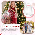 LEIFIDE 50 Pcs Plastic Clear Gift Bags with Handles,11.8 X 13.8 X 4.7 Inch - Image 6