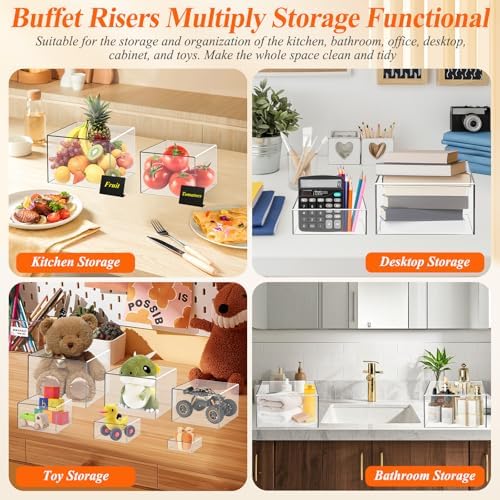8 Pcs Clear Acrylic Buffet Risers with Mini Sign and Maker,Buffet Risers and Stands Clear Food Display Risers for Buffet Table Party Catering Dessert Cupcake Collectibles (8" 7" 6" 5" 5" 4" 4" 3") - Image 5