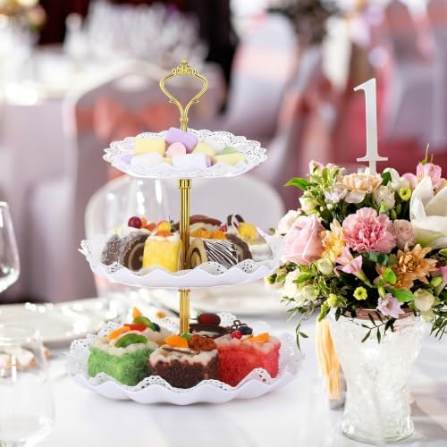 Patelai 12 Pack Plastic 3 Tier Cupcake Stand Holder, White - Image 6
