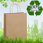 Eupako 10x5x13 Brown Paper Bags 100 Pack, Kraft Gift Bags with Handles - Image 3