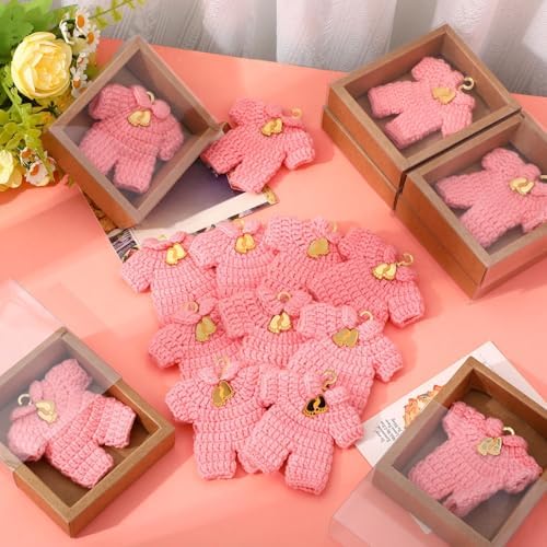 LemonRoad 15 Pcs Baby Shower Favors for Boy or Girl Baby Shower Prizes for Guests Sweater Refrigerator Magnet with Box Coat Hangers Acrylic Feet for Thank You Gifts Gender Reveal Baptism Party(Pink) - Image 4