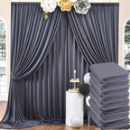 40ftx10ft Wrinkle Free Charcoal Backdrop Curtains for Parties, 8 Panels 5x10ft Silky Polyester Photo Backdrop Drapes for Wedding Birthday Photography Background Backdrop Stand by ENJOYYOURPARTY