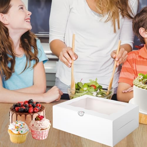 JCD 16 Pcs Cake and Cupcake Combo Bento Boxes with Clear Lid and 8 Cupcake Holes for Vanlentine Wedding Birthday Party Bakery Baking Supplies (1+8/16Pcs) - Image 4