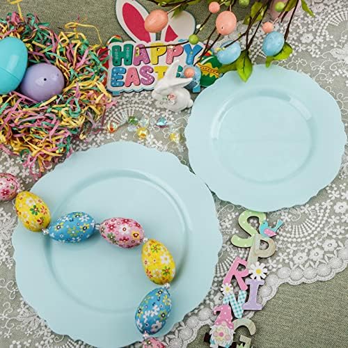 WDF 60pcs Mint Green Plastic Plates - Baroque Dinner Plates Including 30 Green Plates Disposable10.25inch, 30 Dessert Plates 7.5inch for Upscale Wedding/Party - Image 5