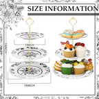 Lallisa 3 Tier Floral Cake Stand 10", 9" and 7" Ceramic Chinoiserie Tiered Serving Tray Dessert Cupcake Display Holder Tower for Wedding Baby Bridal Shower Tea Party Decoration(Chinoiserie,Black) - Image 6