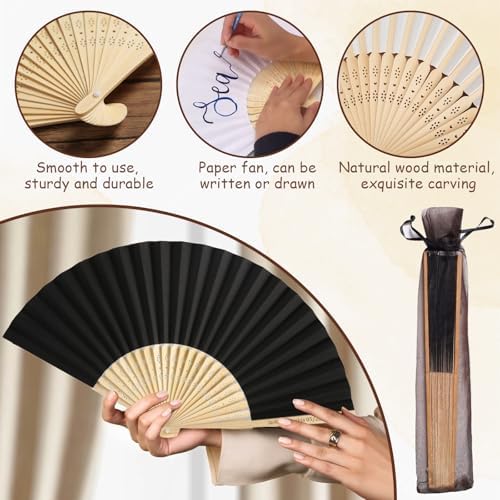 HJX 100Pcs Personalized Wedding Fan for Guests Engraved Paper Folding Fans - Image 5
