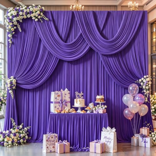 40x10ft Purple Backdrop Curtain Panels for Parties - Wrinkle Free Polyester Photo Curtain Backdrop Wedding Back Drop Fabric Drapes for Party Decorations Background for Photography - Image 4