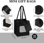 50 Pcs 4 x 2.75 x 4.5 in Black Kraft Paper Gift Bags with Window & Handles - Image 2