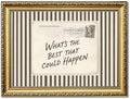 What's The Best That Could Happen Wall Art Vintage Inspirational Sign Wall Decor Trendy Striped Quote Postcard Poster Canvas Painting Print for Living Room Bedroom 24x16 inch Gold Framed by Unknown