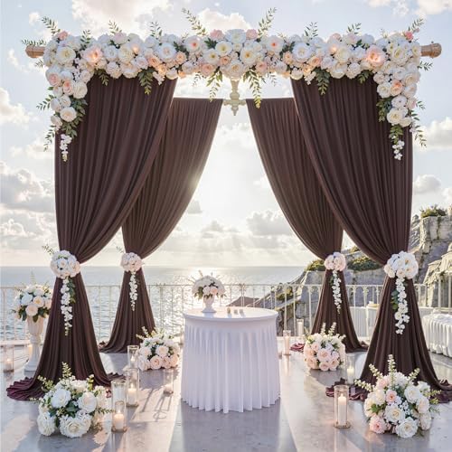 30 ft x 10 ft Wrinkle Free Brown Backdrop Curtain for Parties, Wedding Brown Photo Backdrop Drapes, Fabric 6 Panels 5ft x 10ft for Baby Shower Photoshoot Engagement Birthday Photography Background - Image 2