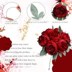 50Pcs Peonies Artificial Flowers Bulk, 4’’ Burgundy - Image 3