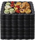Plastic Serving Tray, 24 Pack Catering Trays Square Serving Platters Fast Food Trays, Reusable Plastic Tray For Party Anniversary Wedding Christmas Baby Shower (Black) by Zitonyang