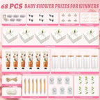 74Pcs Baby Shower Prizes for Game Winners Include Glass Tumblers with Lids and Straws, Hand Creams, Jewelry Boxes, Sunglasses, Powder Puffs for Baby Shower Wedding Bridal Shower Favors (White, 6) - Image 2