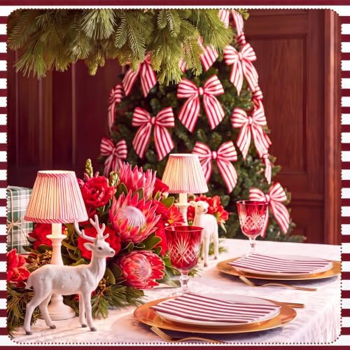 100 Pack Striped Linen-feel Napkins Bulk Striped, Burgundy - Image 5