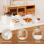 VIVIRBIEN White Wooden Cake Stand Buffet Food Risers, 6pcs Set for Buffet Table, Large Cake/Fruit Display Stand/Cupcake, Perfect for Parties, Weddings - Image 3