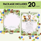 Amanda Creation Custom Baby Shower Invitations, 20 Personalized 5x7 Woodland Baby Shower Invites with White Envelopes, Customizable Forest Animal Design - Image 4