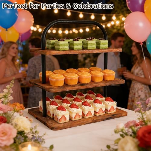 Cupcake Stand, 2 Pack Large 3 Tier Wood Cupcake Tower, Holds 50 Cupcakes - Image 6