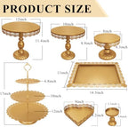 Set of 9 Cake Stands Metal Cupcake Stand Set Multiple Styles Candy Fruit Display Tower Dessert Plate Cake Serving Tray for Birthday Party Wedding Anniversary Baby Shower Engagement (Gold) - Image 2