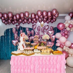 MECCANIXITY 14ft Pink Tutu Table Skirt, Tulle Curly Willow Table Skirt for Rectangle Tables, Ruffle Table Skirt for Birthday Wedding Gender Reveal Party - Image 5