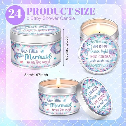 MTLEE Mermaid 24 Pcs Baby Shower Party Favors Candles Lavender Scented Baby Shower Favors for Guests Rustic Tealights Candles Gender Reveal Return Gifts(Colorful, 1.2 oz) - Image 2
