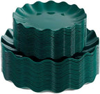 LIYH 50 Pcs Christmas Plastic Plates - Green Scalloped Plates Unbreakable by LIYHLoveinyourheart