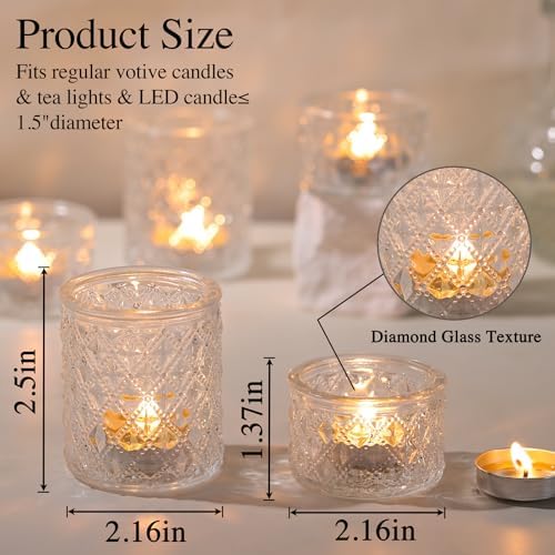 36 Pack Glass Tealight Candle Holders - Diamond Facet Votive Candle Holders for Wedding Centerpieces, Fall & Christmas Party Decor, Elegant Clear Bulk Tea Light Holders for Table Setting & Events - Image 4