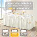Wish Care Cream White Table Clothes for Rectangle Tables 6ft, Wrinkle Resistant Fitted Table Cloth with Pleated Ruffle Skirts for Banquet Wedding Baby Shower Folding Tables - Image 5