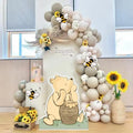 131PCS Vintage Bear Baby Shower Decorations Large Coroplast Cutout with Stand, Gender Neutral Balloons Arch& Bee Stickers for Birthday, Photo Props & Pooh Party Supplies by TopJianyu