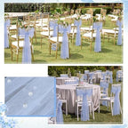 VitalCozy 50 Pack Blue Pearls Vintage Chair Sashes with Bows Wedding Decor - Image 5