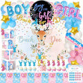 Hombae Buck or Doe Gender Reveal Decorations, 169 PCs Boy or Girl Gender Reveal Decorations Backdrop Balloon Garland Banner Tablecloth Cake Cupcake Topper Box Cutout Poster Sash Blue Pink by Hombae