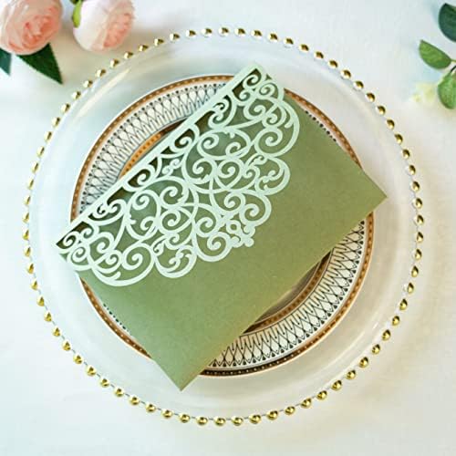 ponatia Trifold Laser Cut Wedding Invitations Pockets with Envelopes - Image 6
