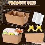 Funnymoom 24 Pcs Wedding Basket for Gifts Empty Brown Gift Basket Empty to Fill with Handle, Transparent Bag and Bow for Wedding Party Favor Supplies, 9.8 x 6.5 x 4.3'' - Image 3