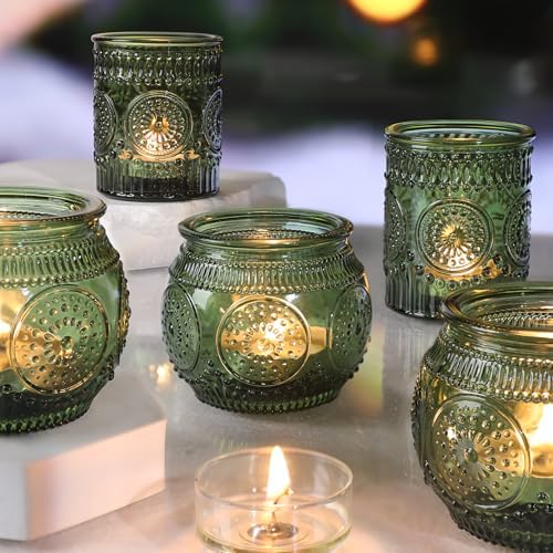 36 Pcs Green Candle Holders Bulk for Wedding Table Centerpieces - Assorted Glass Tea Light Holders for Vintage Wedding Table Centerpieces, Bridal or Baby Shower Decoration - Image 6