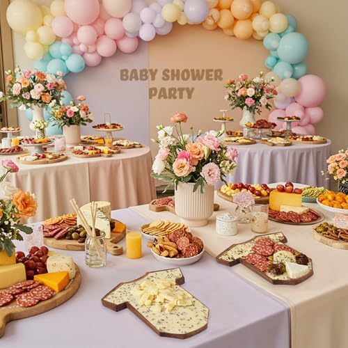 Ziliny 36 Set Baby Shower Gifts for Guests Clothing Mini Charcuterie Board with Knives Forks Gift Boxes Shaped Cheese Board Party Favors Baby Shower Game Prizes Gender Reveal Favors (Acacia) - Image 6