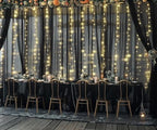 Black Backdrop Curtains with Lights String for Parties Wedding Bridal Shower 10×10ft Sheer Tulle Backdrop Curtain Panels for Baby Shower Birthday Party Photo Shoot Background Wall Decorations - Image 4