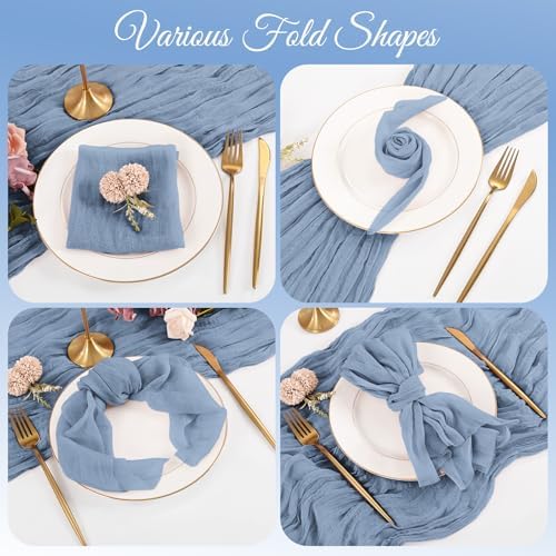 50 Pack Dusty Blue Cloth Napkins 20x20Inch Cheesecloth Napkins - Image 5