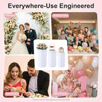 3PCS White Cylinder Pedestal Stands for Party Round Pedestal Display Plinth Pillars PVC Dessert Table Display for Wedding Birthday Party Art Decor(3PCS-Cylinder-1) - Image 3